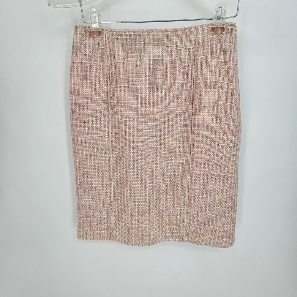 Evan Picone Wool Blend Blush Pink Tweed Preppy Career Office Pencil Skirt 8